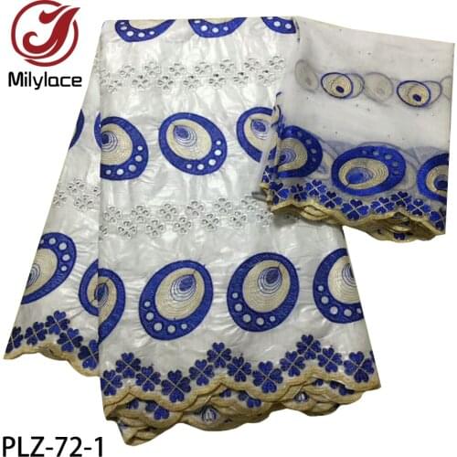 100% Cotton Guinea Brocade Fabric African Bazin Materials Mesh Tulle Lace Headtie Fabric 5+2 Yards/lot PLZ-72