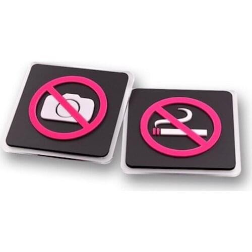 2pcs/lot high quality acrylic 3D door plates public area no photographs no smoking sign plate indicator 10X10CM customized