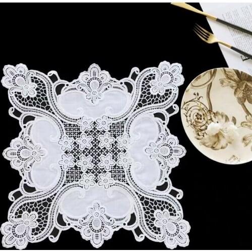 White lace placemat for kitchen table coasters for drinks dish pad tablecloth table doilies tablemats table cover party decor