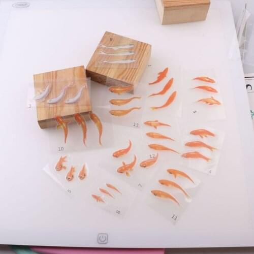12 Pcs/set 3D Small Goldfish Handmade Three-dimensional Stickers DIY Crystal Epoxy Resin Jewelry Making Painting Filling Materia