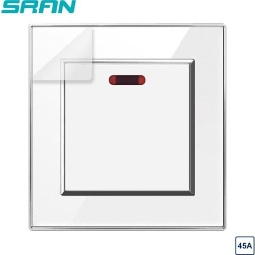 45A high power switch Crystal acry Panel 86*86mm with led Neutral FireWire On/Off together, Kitchen/Water Heater/Air Conditioner