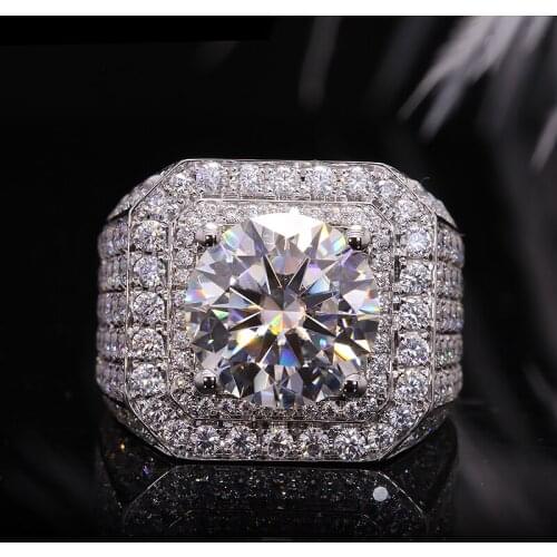 AEAW 14K White Gold 5.0Ct 11.0mm Moissanite Diamond Engagement Wedding Rings for Women