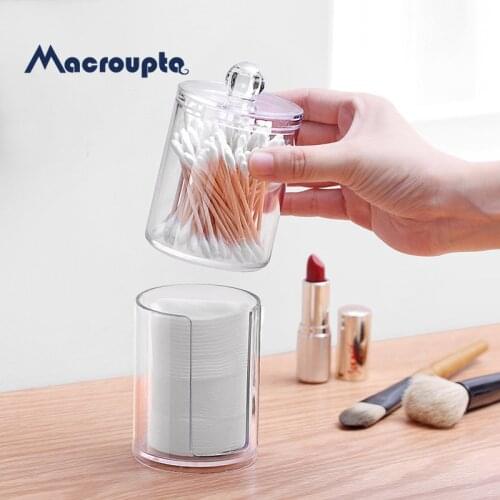 Acrylic Multifunctional Round Qtip Container Cosmetic Makeup Cotton Pad Organizer Jewelry Storage Box Holder and Candy Jars