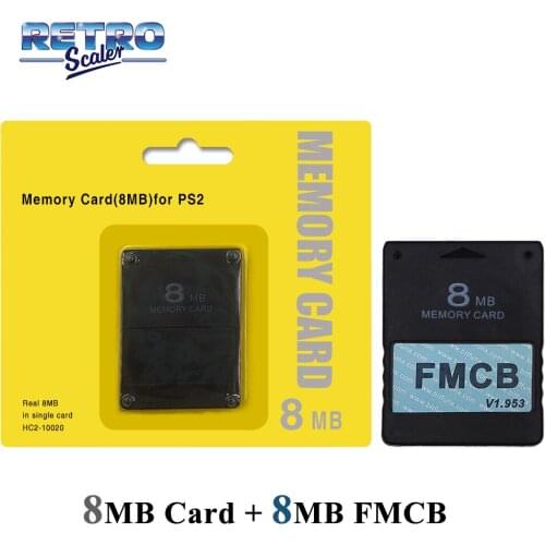 RetroScaler V1.953 FMCB Free McBoot Card 8MB/16MB/32MB/64MB for PS2+Save Game Function 8MB Memory Card for ALL PS2