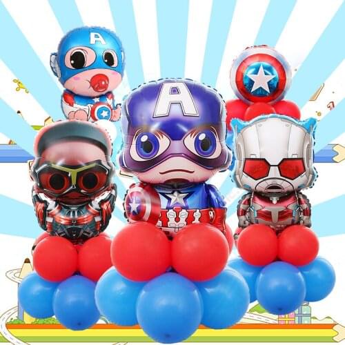 Children Decorate The Captain America Balloon In Disneys Aluminum Film Cartoon Decoration