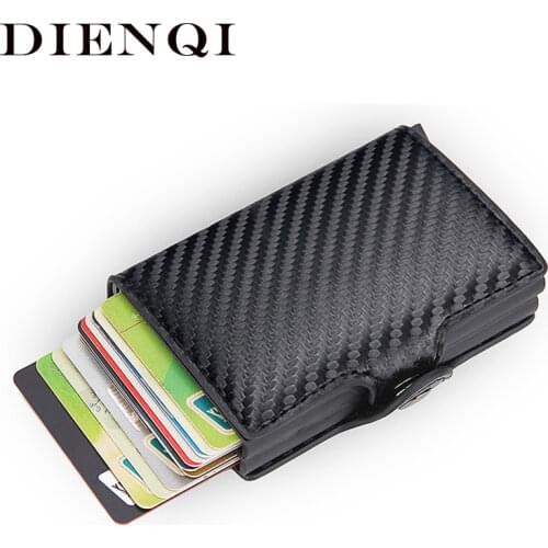 DIENQI 2021 Anti Rfid Luxury Brand Men Wallet Money Bag Male Double Card Case Trifold Leather Short Wallet for Men dropshippping