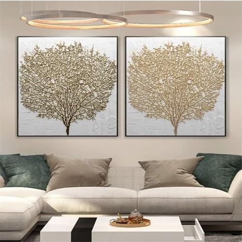 Home Decorative Nordic Style Poster Prints Wall Art Canvas Painting Modern Abstract Golden Tree Modular Pictures No Frame