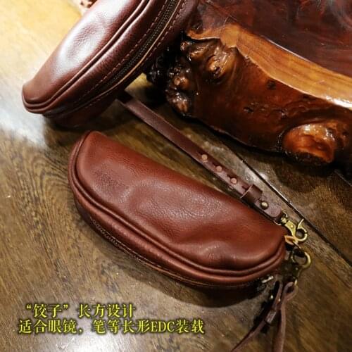 EDC Leather Wallet Purse Purse Moneybag Portable Defense Leather Vegetable Tanned Leather Hand Made Pocket Wallet EDC Tools