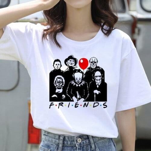 Women T Shirt Friends Graphic Print Summer Short Sleeve Casual Female Top Tees Oversized Kawaii Girls Lady White T-shirt