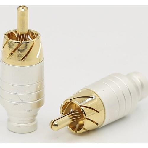 Hifi 4PCS Audio signal cable lotus plug rca plug socket pure copper rca head audio cable plug