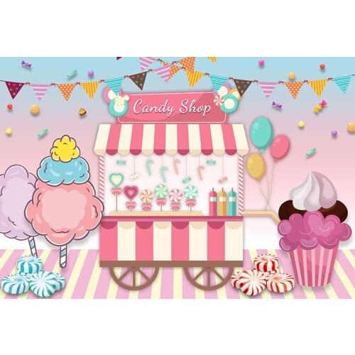 Candy shop photo backgrounds digital vinyl kid birthday banner photo backdrops for photographer studio kits fotografia lv-2400