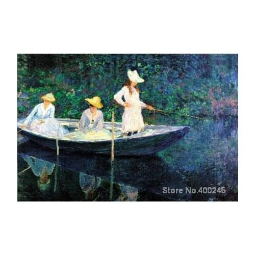 Art oil Painting for Living room Women Fishing by Claude Monet Hand painted High quality