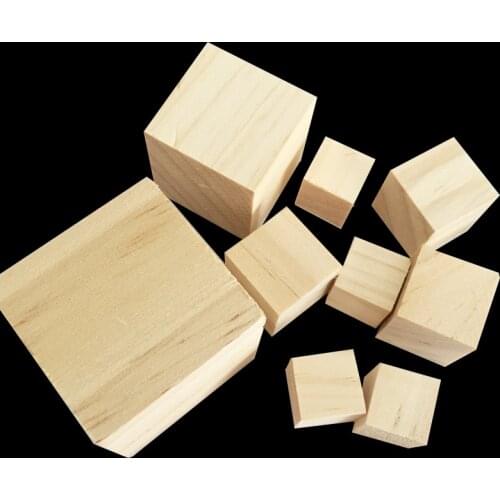 1pack Solid Wood Cube Wooden Square Blocks kids Early Educational Toys Assemblage Block Embellishment for DIY Woodwork Craft