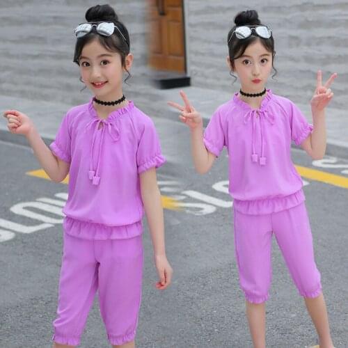 Girls summer suit Girls' clothing Childrens wear girls clothes suit children short sleeve two piece set cotton clothing suit