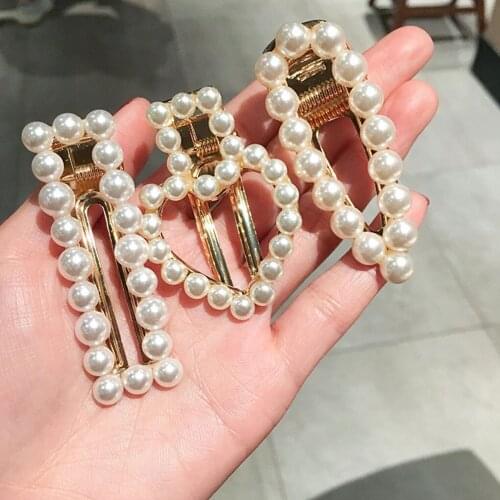 Fashion Pearl Hair Clip For Women Elegant Korean Snap Barrette Stick Hairpins Hair Styling Accessories Women Barrettes Headwear
