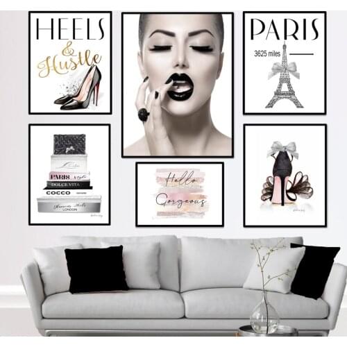 Fashion Girl Bag High Heels Paris Tower Wall Art Canvas Painting Nordic Posters And Prints Wall Pictures For Living Room Decor