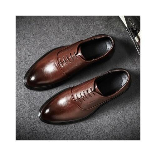 2021 New Mens Formal Shoes Genuine Leather Oxford Shoes For Men Italian Dress Shoes Wedding Shoes Laces Leather Brogues