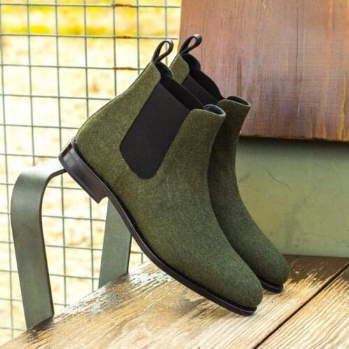 New Men Faux Suede Overshoot Classic Chelsea Boots Green Youth Fashion British Cowboy Boots Casual Hot Selling Men Boots KP228