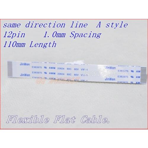 1.0mm Spacing + 110mm Length +12Pin A / same direction line Soft wire FFC Flexible Flat Cable. 12P*1.0A*110MM