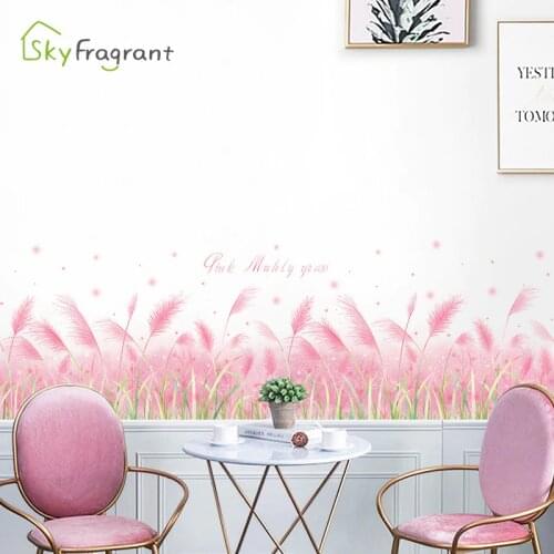 Pink daisy sea ins wall stickers girl room decoration living room bedroom wall decor home baseboard decoration self-adhesive