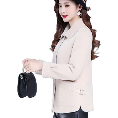 Imitate Fur New Winter Clothes Womens Coat Short Lmitation Water Mink Velvet Coat Single-Breasted Lape Slim Feminine Jacket