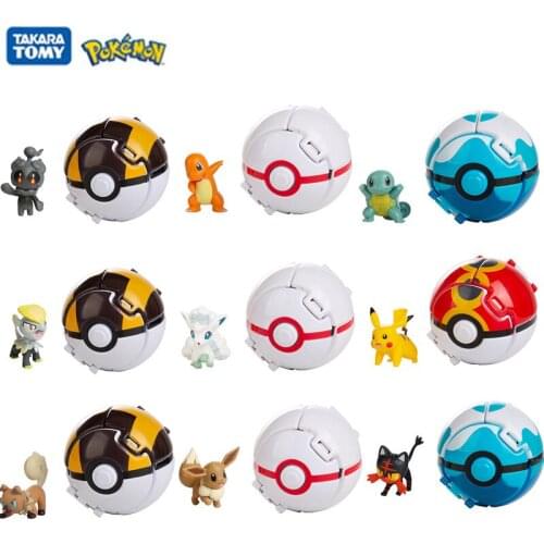 New Different Styles Pokemon Elf Ball Anime Figure Pikachu Rockruff Vulpix Eevee Charmander Pokeball Pocket Monster Variant Toys