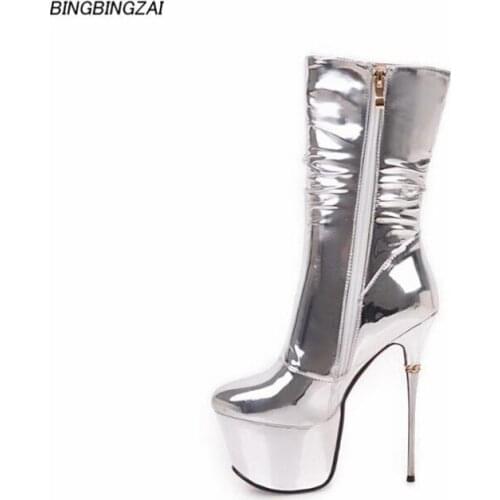 BBZAI Ladies high heels New pattern shoes woman Womens Boots 16cm Super high heel Nightclub comfort Fashion Show USA 3-11 12