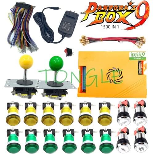 Pandora Box 9 1500 in 1 Family Home Version DIY Kit 5pin Joystick 33mm Led Arcade Push Button For Fighting Game Console