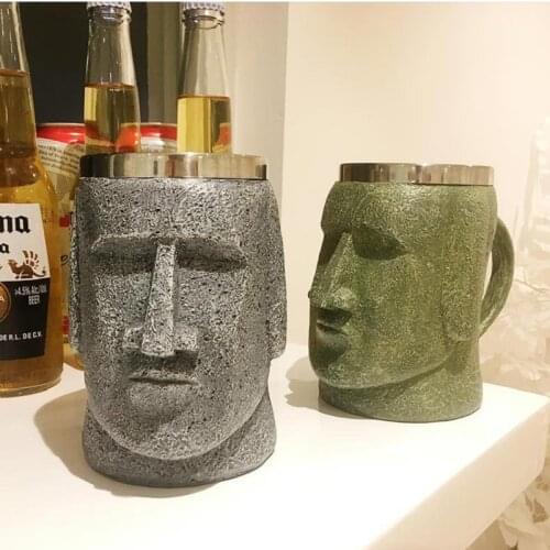 Moai Resurrection Island Stainless Steel Beer Cups Mugs Shaped Bottle Openers Coffee Easter PeopleTea Coffee Travel Mug
