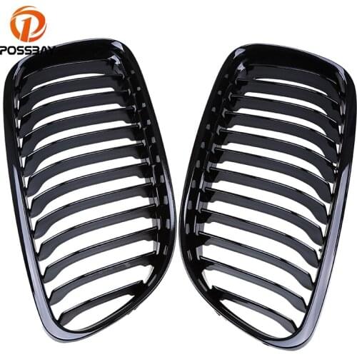 POSSBAY Racing Grills for BMW 3-Series E91 328i/328xi/330d Touring 2008-2012 Facelift Kidney Gloss Black Front Grille Replacment