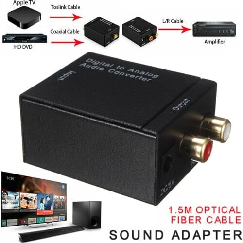 Digital to Analogue Audio Converter Durable Optical Coaxial Toslink RCA LR Sound Adapter Professional Audio Coax Connector