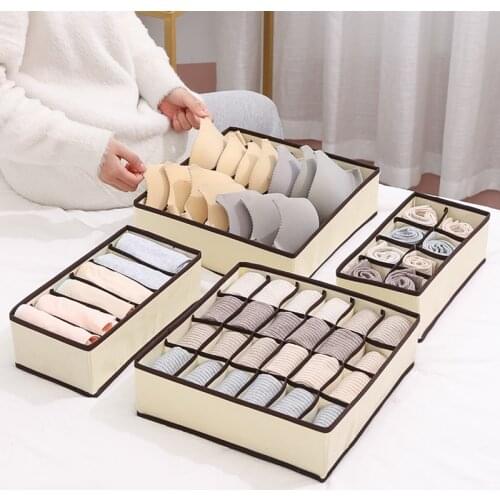 Underwear Storage Box Foldable Bra Drawer Organizer Divider Scarf Sock Tie Divider Boxes Multi Size Closet Storage Organizer Box