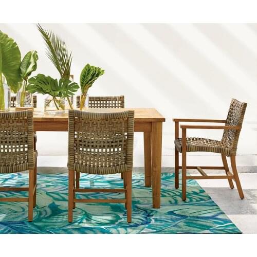 Modern dining tables patio wicker sets wood table and rattan dinning chairs