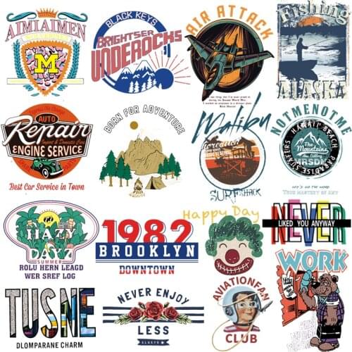 Prajna Letter Patch Iron On Heat Transfers Vinyl For Clothing Van Gogh Stickers On Clothes Transfer Thermal Cloth Fashion Badges