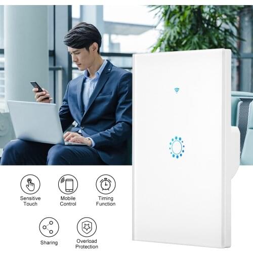 WiFi Smart Light Switch with Luxuray Glass Panel, US 1/2/3Gang Touch Sensor Smart Wall Switch Tuya App Work with Alexa, Google