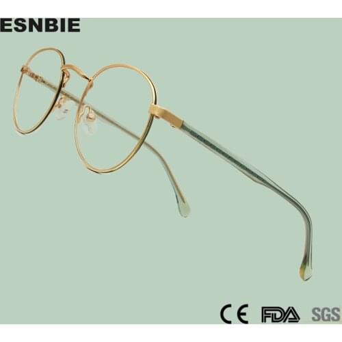 Trending New Women Eyeglasses Frame Round Alloy Circle Green Myopia Glasses Prescription Eyewear Frames Ladies Designer Frames