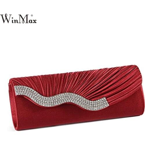 Ladies Silk Evening Bag Fashion Bridal Wedding Satin silk Hand Bags White Party Purse Pink Red Black Day Clutch Chain