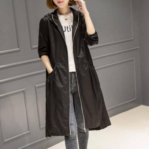 Female Windbreaker Women Jacket Feminine Fashion Autumn Winte Medium Long Section Hooded Light Windbreaker Coat Women Mujer