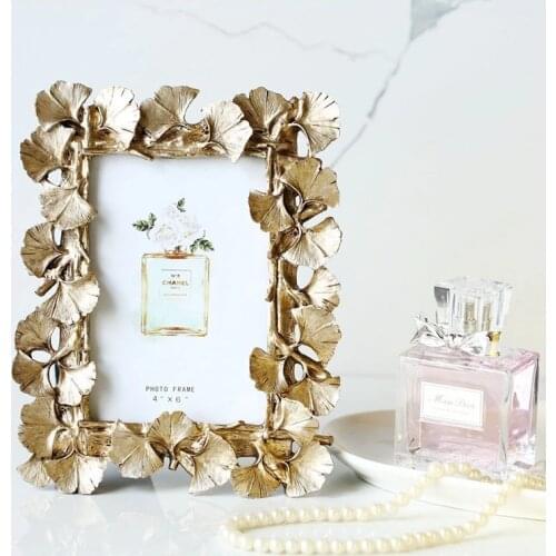 040Vintage Gold Ginkgo Leaves 6 Inch Wedding Photo Frame Home Accessories Decoration Decorative Picture Frame Wall 040 YGood New