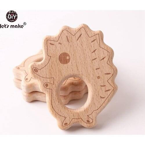Lets make Wooden Porcupine 1pc Baby Teething Charms Hedgehog Beech Wooden Teethers Wholesale DIY Nursing Necklace Teether