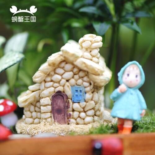 1pc Stone Houses Miniature Gardening Landscape Micro Village Thumbnail Resin House Thatched Huts for Garden Decor
