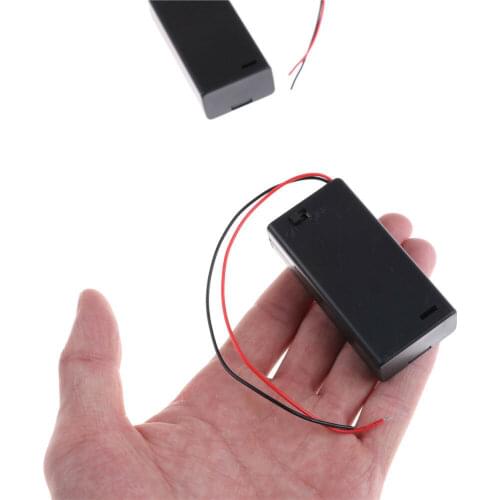 2 Pcs AA 3V Battery Box Holder Case Plastic With 15cm Wire With Switch And Cover