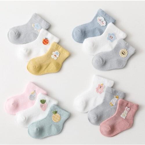 3 Pairs/Lot Childrens Socks Spring Summer Thin Mesh Baby Socks Cartoon Boys Girls Socks Combed Cotton Breathable Socks Kids