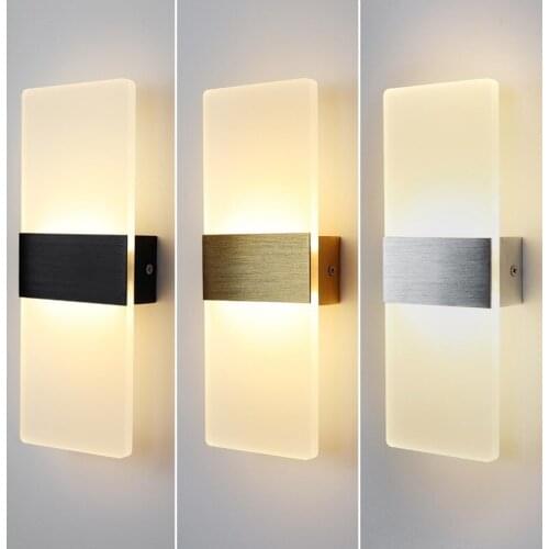 3W/12W LED Acrylic Wall Light AC85-265V RectangleWall Sconce Living Room Bedroom Background Wall Corridor Wall Lamp NR-37