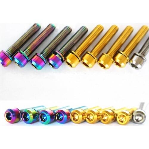 4 PCS M6x30mm GR5 Titanium Column Head Bolts & Washer For Bike Headset Top Cap