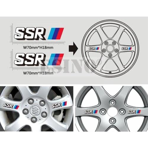 4 x New Car Styling Car Wheel Rim Decorative Vinyl Sticker Series Car Accessories Decals for SSR Wheels