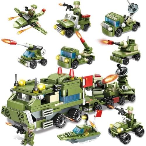 407Pcs Educational Building Blocks Toys For Kids Boys 6Years DIY Birthday Present Tank Plane 8 IN 1 Truck Model Small Bricks