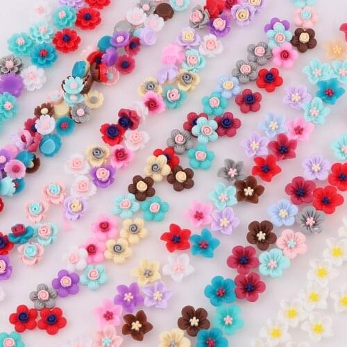 50Pcs 3D Multi-colored Resin Rose Flowers Nail Art Rhinestones 9-13MM Nail art Decoration Accessories Manicture DIY Charms
