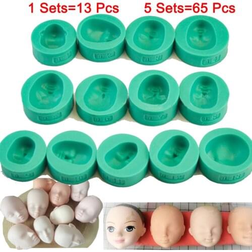 65Pcs 13 Pcs Reusable Silicone Face Fondant Cake Molds Cupcake Soap Handmade DIY Tool Muffin Baking Nonstick Home Kitchen Dining