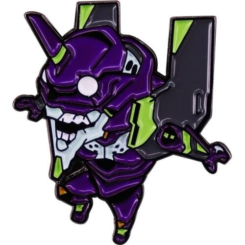 Anime Lovers Accessories Evangelion EVA-01 Cute Cartoon Metal Enamel Clothes Coat Lapel Backpack Bag Badge Brooch Pin
